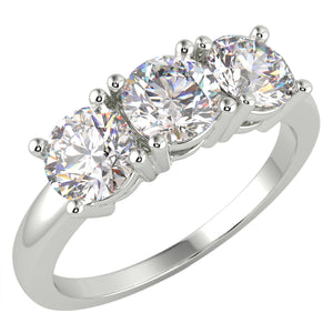 2.40ctw Matching Three Stone Clarity Enhanced Diamond Ring