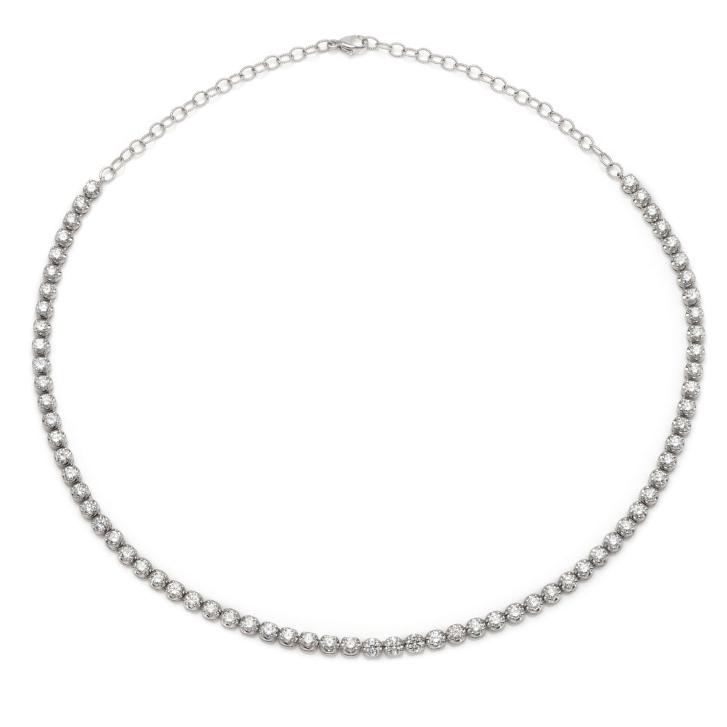 6.75 Carats 14kt White Gold Diamond Tennis Necklace
