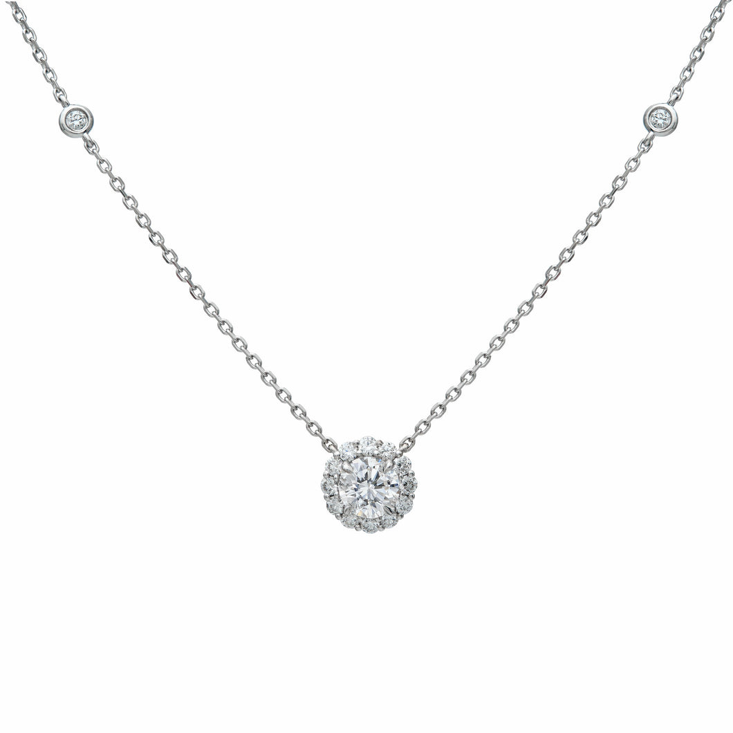 14kt Diamond Halo Necklace