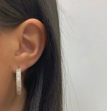 Load image into Gallery viewer, 14kt Yellow Gold Round and Tapered Baguette Hoops Earrings