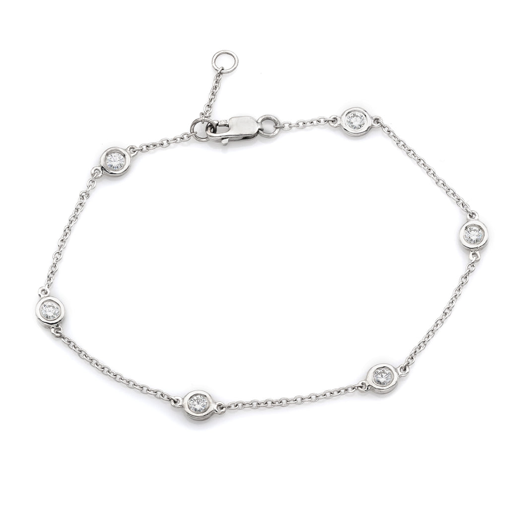 14kt White Gold Diamond by the Yard Bracelet