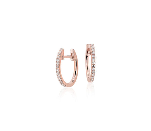 14kt Rose Gold Diamond Huggie Earrings