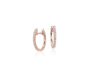 14kt Rose Gold Diamond Huggie Earrings