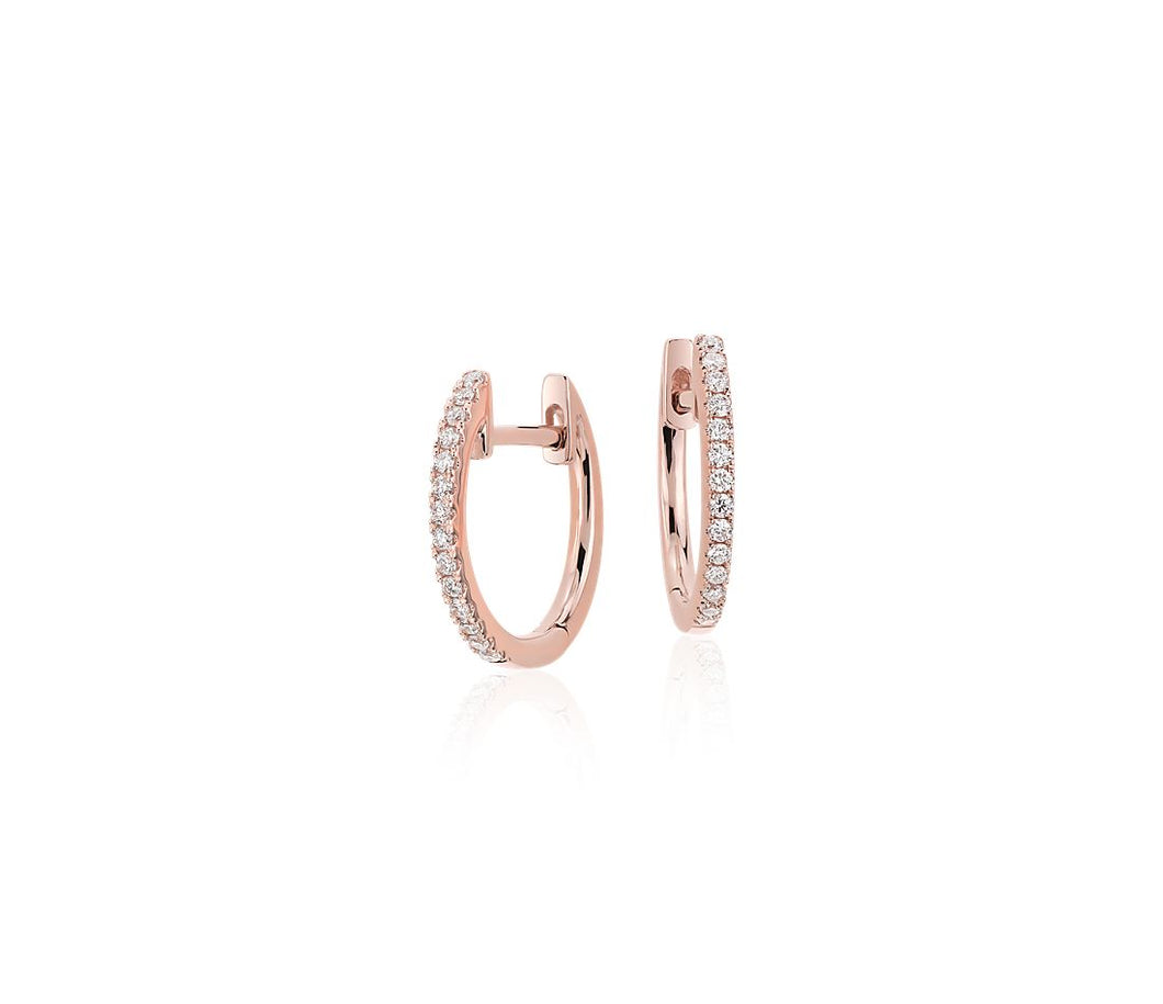 14kt Rose Gold Diamond Huggie Earrings