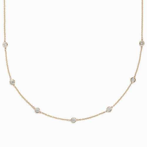 14KT Yellow Gold Diamond Station Necklace .91 Carats