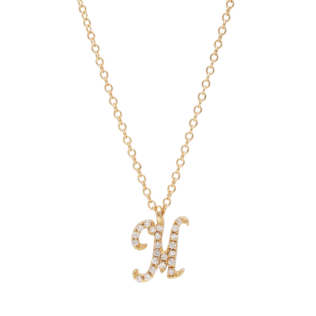 14kt Yellow Gold Diamond Initial Necklace