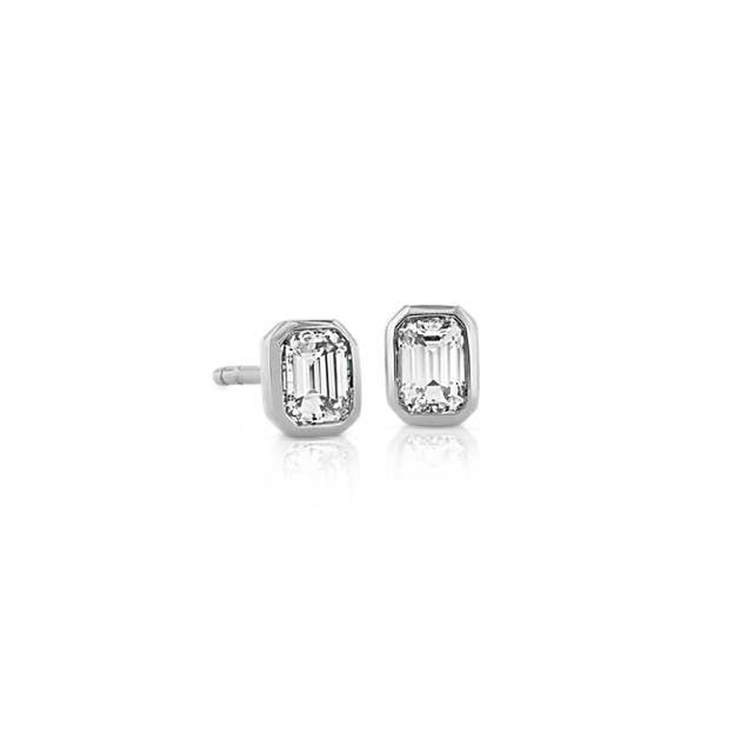 Emerald Cut Diamond Studs