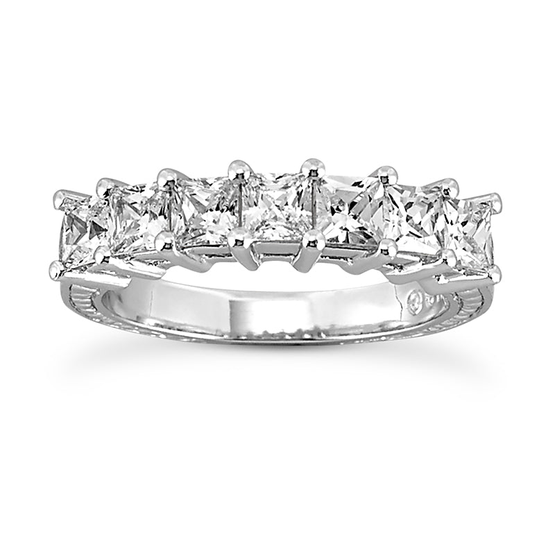 Seven Princess Cut Antique Style Diamond Band 1.19Carats