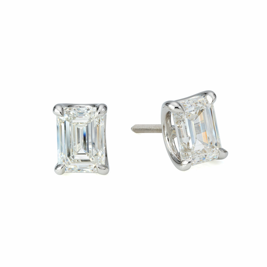 Emerald Cut 3.13ctw GIA Diamond Stud Earrings
