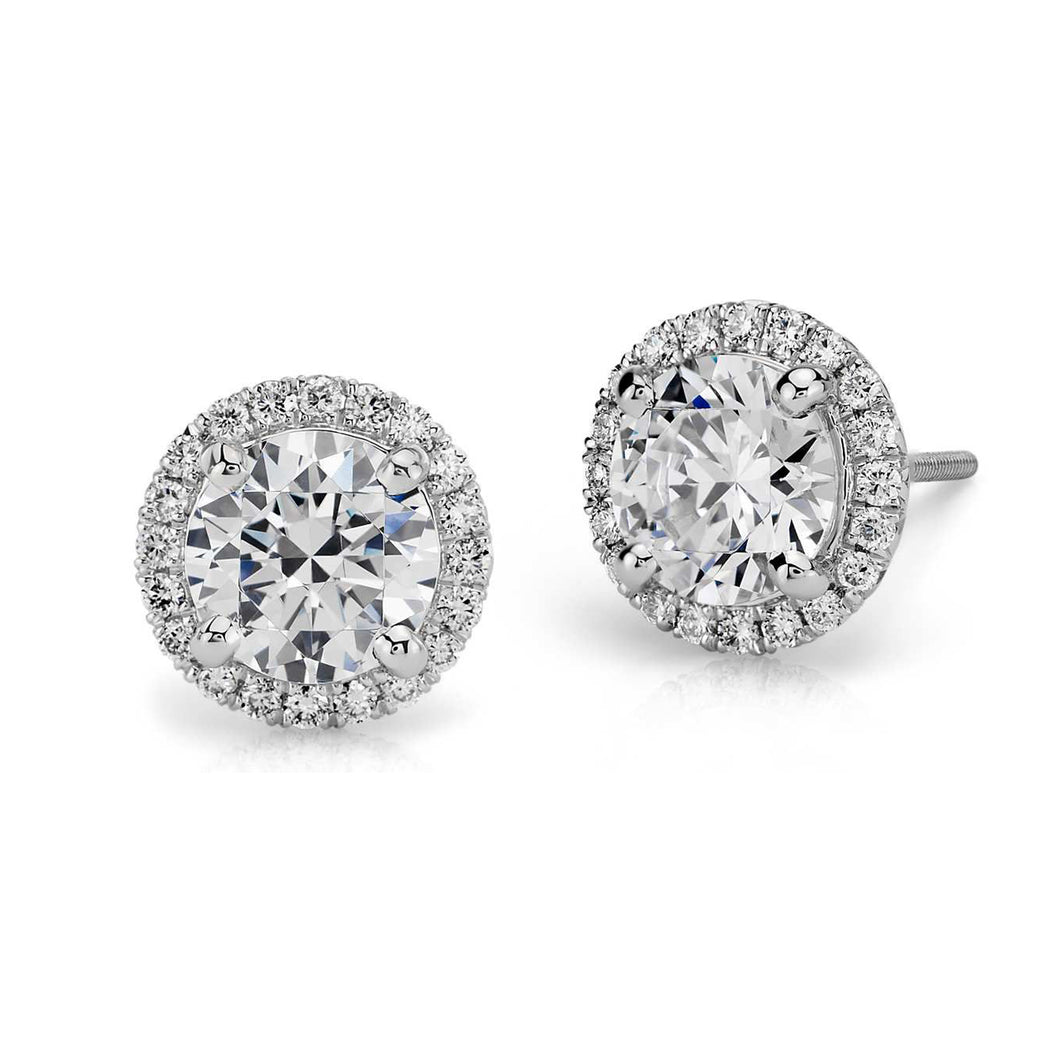 Halo Diamond 1.40 Carats Studs