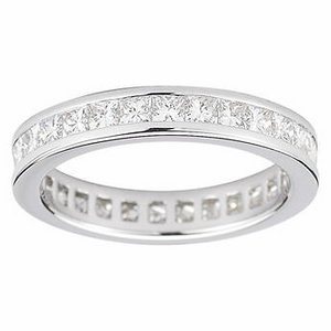 Channel Set Princess Cut Diamond Eternity Band 2.50 Carats